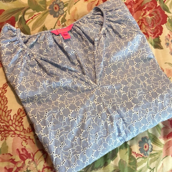 LILLY PULITZER size XLarge Gold LOGO buttons Long Tunic Floral Preppy $228 NEW - Picture 2 of 16